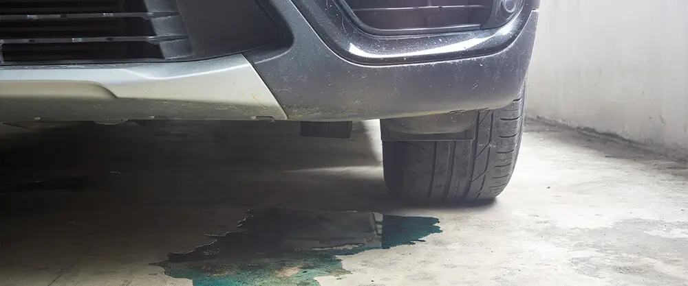 vehicle leaking coolant on the garage floor